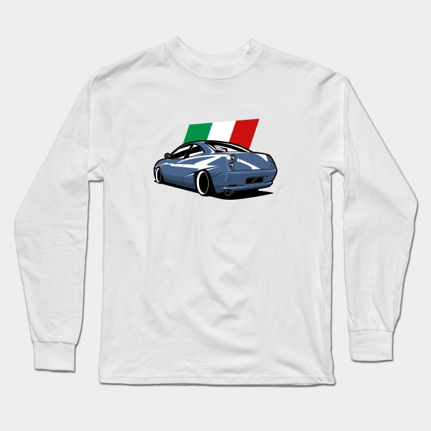 Blue Italian Coupe Turbo Flag Long Sleeve T-Shirt by KaroCars